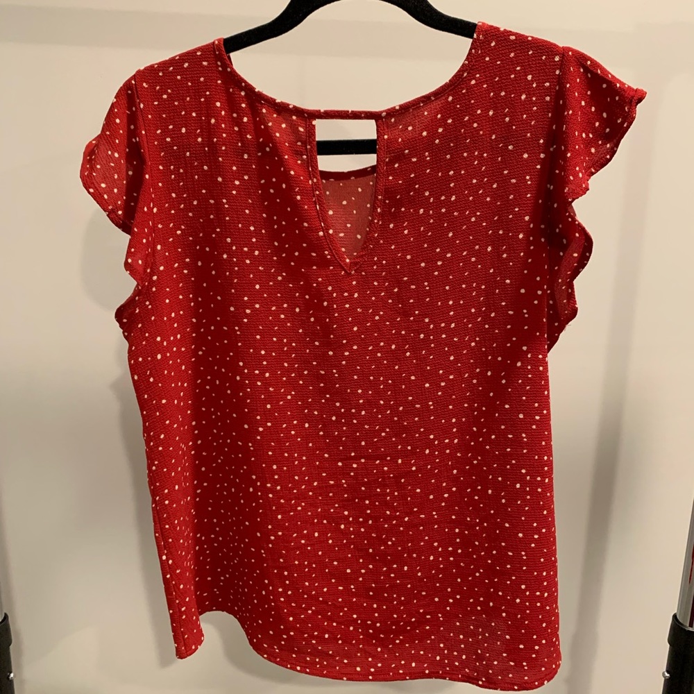 Papermoon Size M Red Ruffle Blouse - Picture 3 of 4